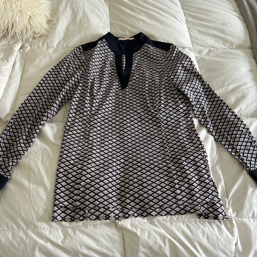 Tory Burch Navy/Tan Blouse